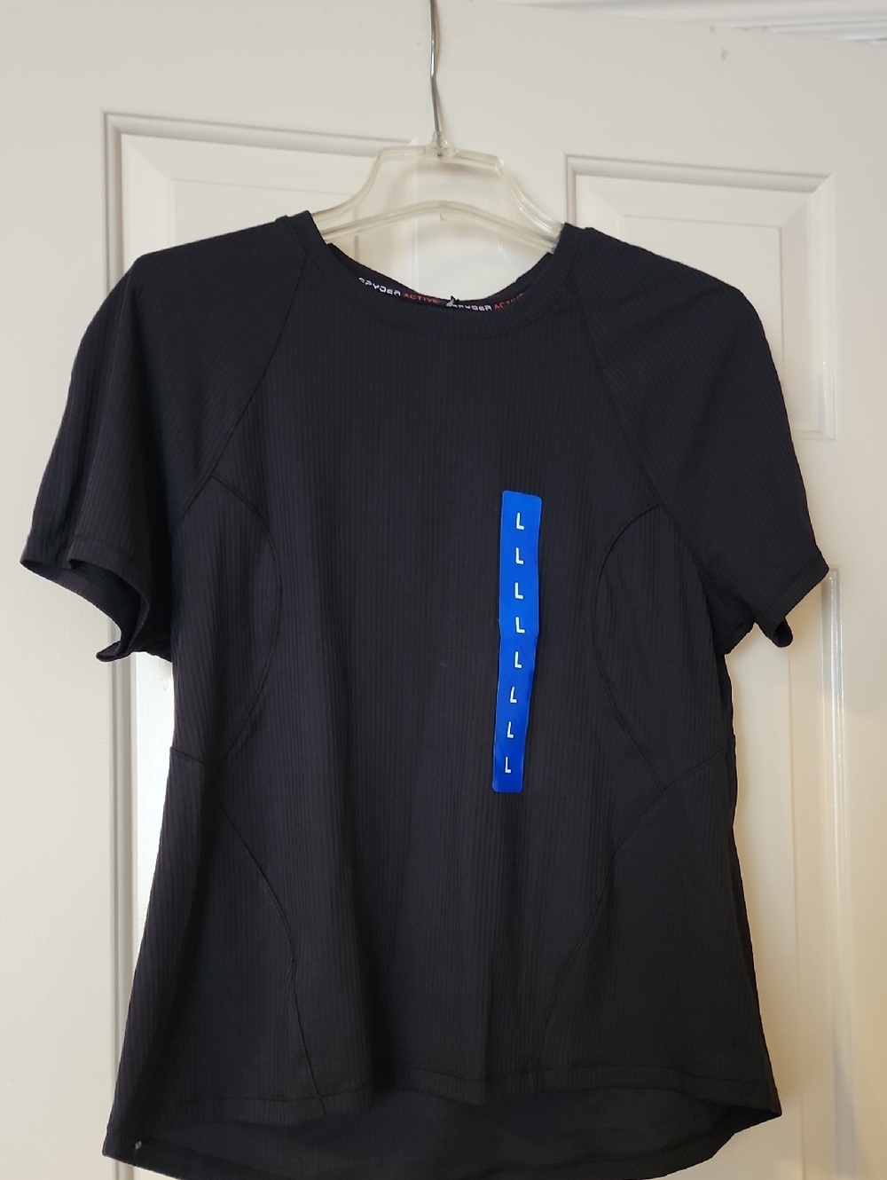 Spyder Black Short Sleeve Athletic Tee with Blue Tag